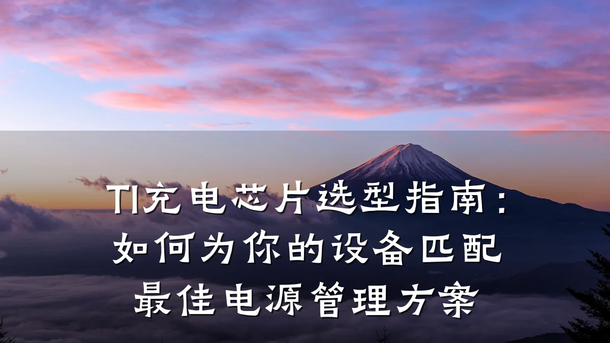 TI充电芯片选型指南:如何为你的设备匹配最佳电源管理方案
